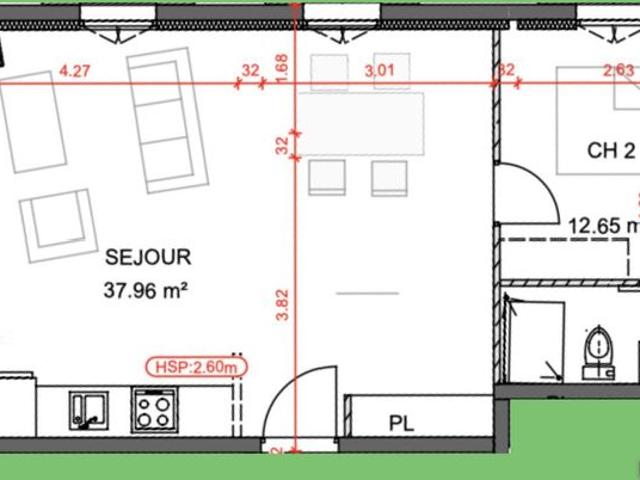 Appartement 2 pièces 51 m²