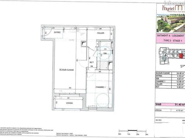 Appartement 2 pièces 51 m²