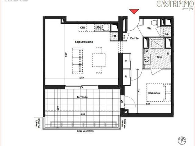 Appartement 2 pièces 52 m²
