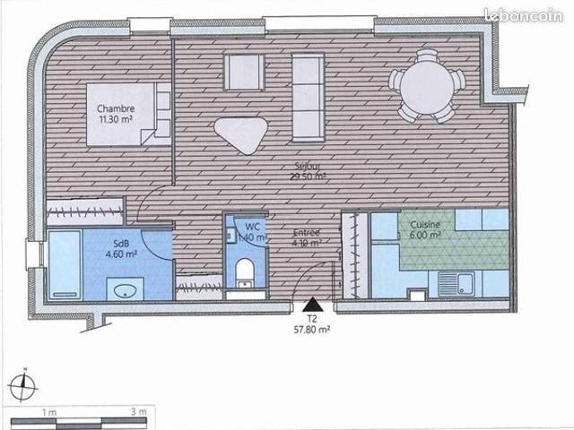 Appartement 2 pièces 57 m²