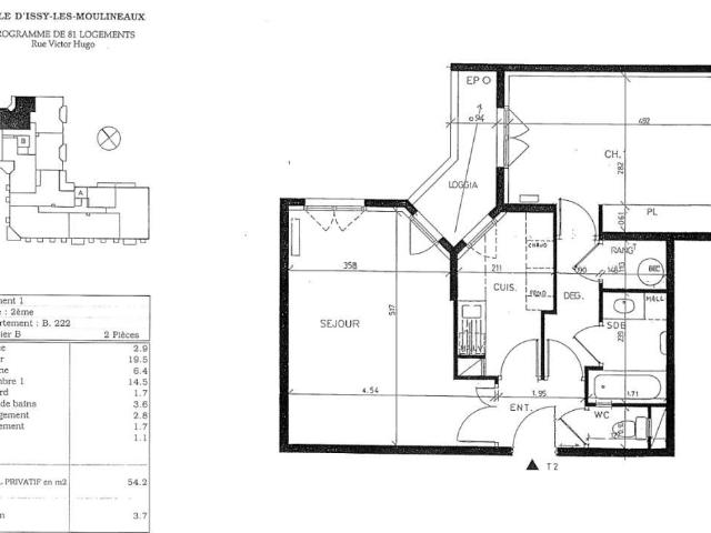 Appartement 2 pièces 54 m²