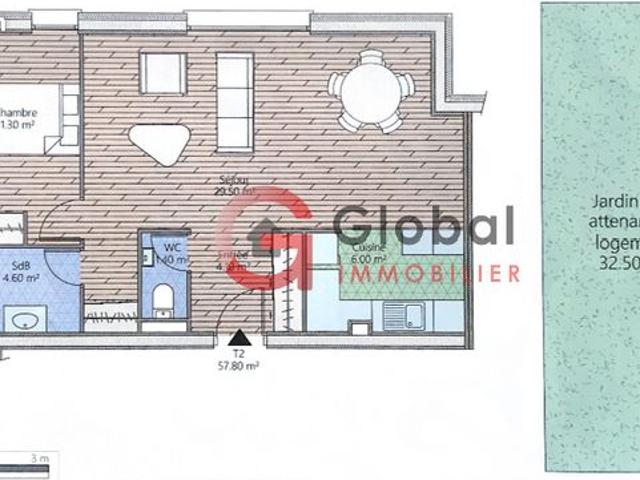 Appartement 2 pièces 58 m²