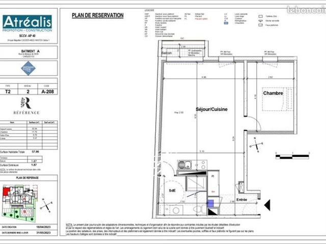 Appartement 2 pièces 58 m²