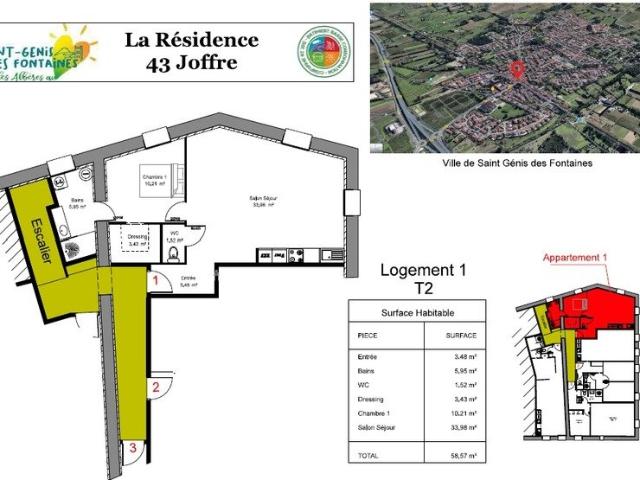 Appartement 2 pièces 59 m²