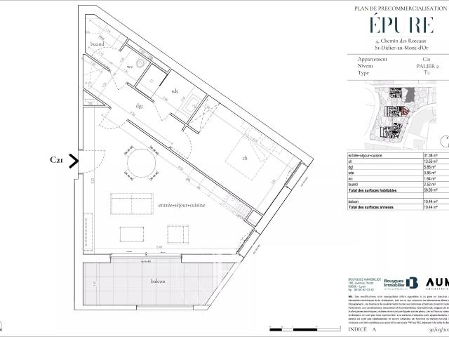 Appartement 2 pièces 59 m²