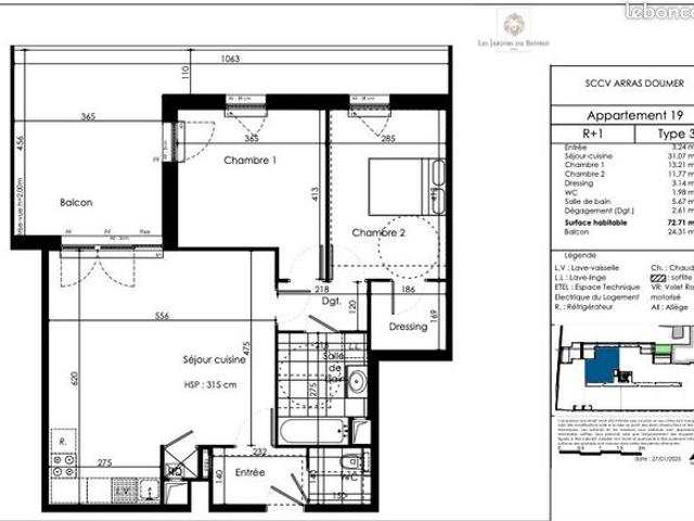 Appartement 2 pièces 72 m²