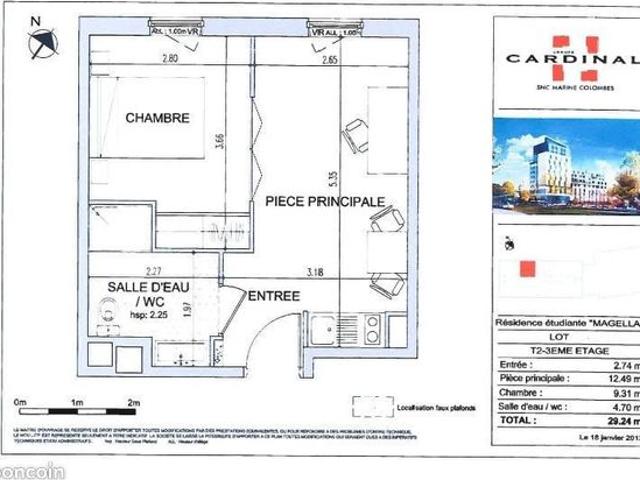 Appartement 2 pièces 29 m²