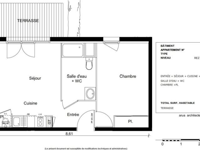Appartement 2 pièces 37.76m²