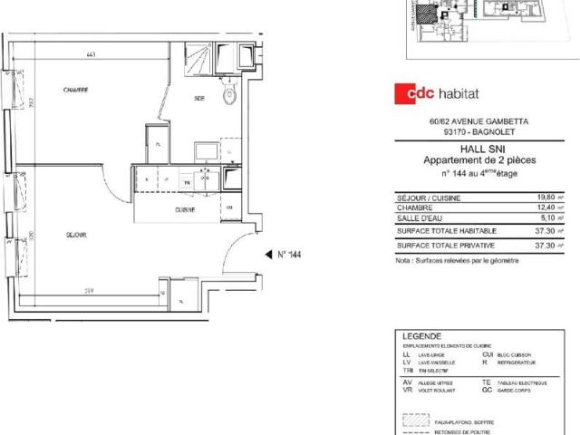 Appartement 2 pièces 37 m²