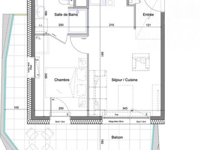 Appartement 2 pièces 34 m²
