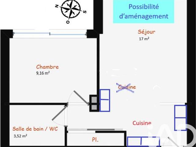 Appartement 2 pièces 35 m²