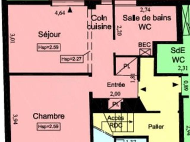 Appartement 2 pièces 36 m²