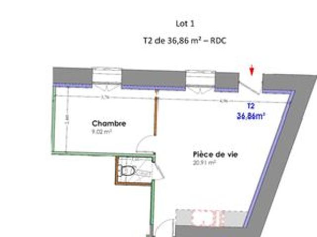 Appartement 2 pièces 36 m²