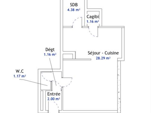 Appartement 2 pièces 38 m² avec Balcon RDC