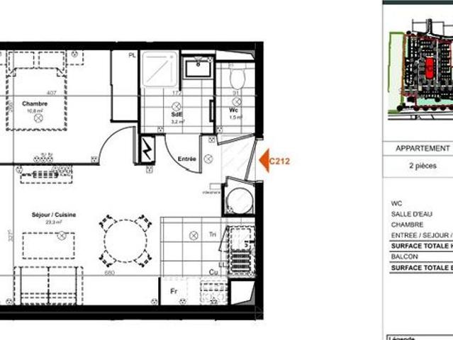 Appartement 2 pièces 38 m²