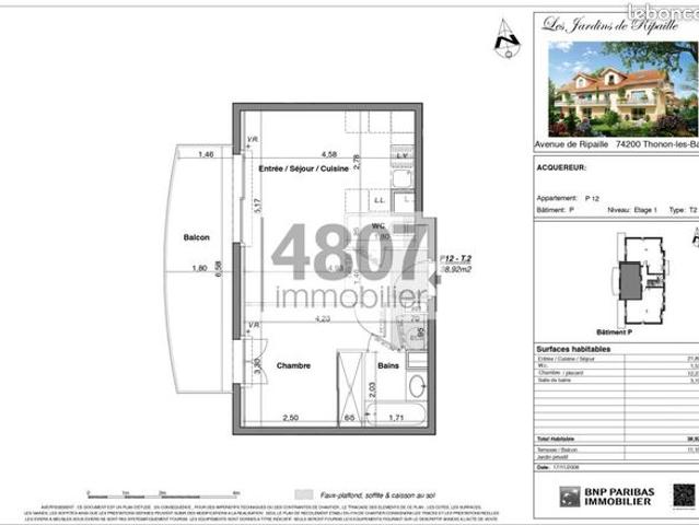 Appartement 2 pièces 38 m²