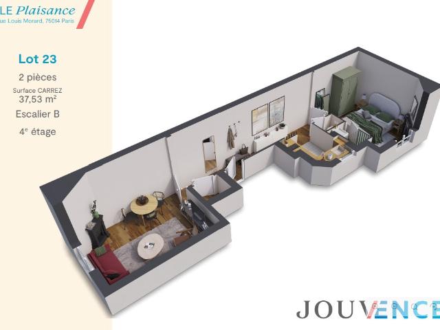 Appartement 2 pièces 38 m²