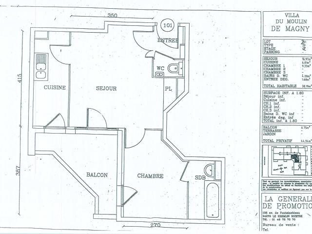 Appartement 2 pièces 38 m²