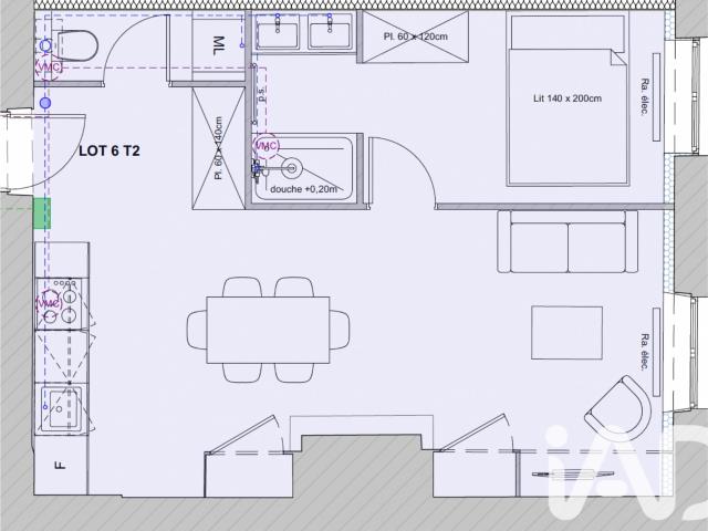 Appartement 2 pièces 38 m²
