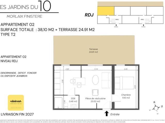 Appartement 2 pièces 38 m²