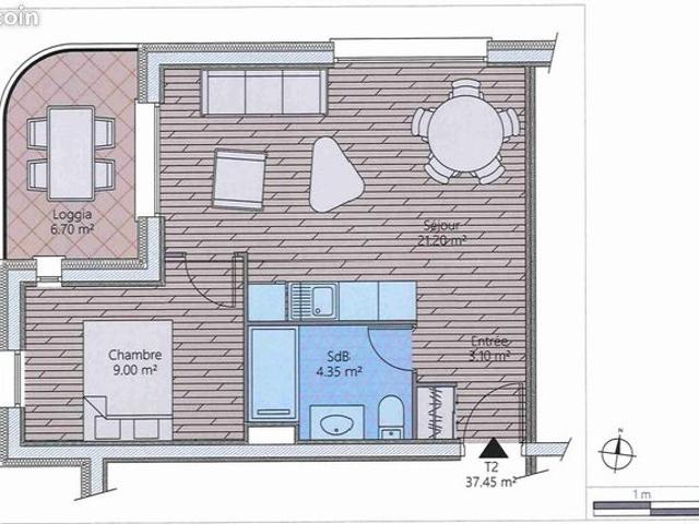 Appartement 2 pièces 38 m²