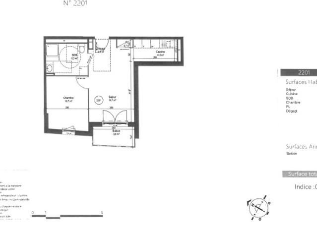 Appartement 2 pièces 39.4m²