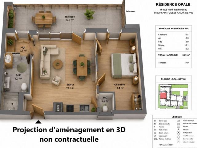 Appartement 2 pièces 39 m²
