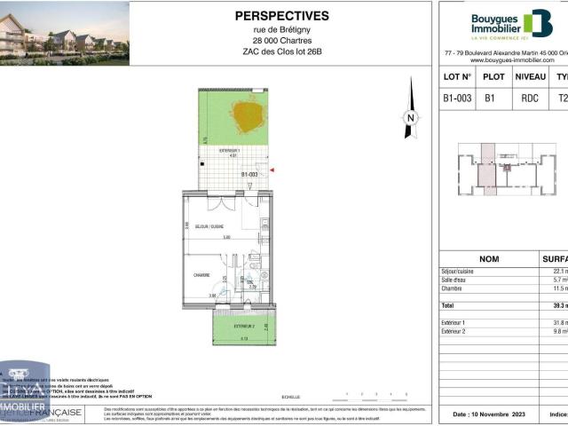 Appartement 2 pièces 39 m²