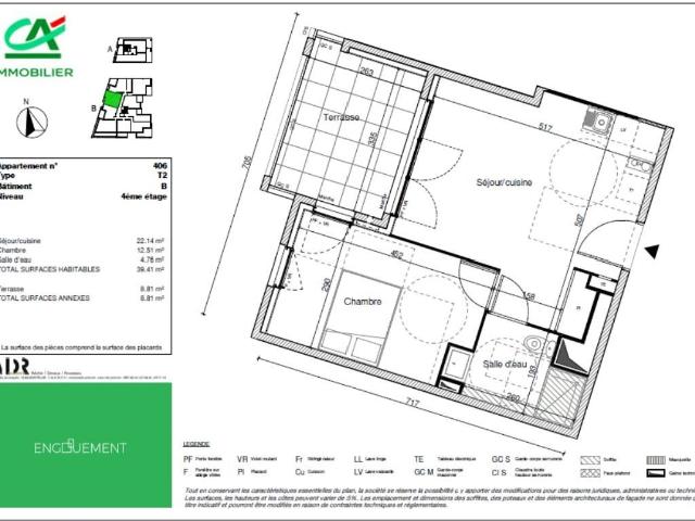 Appartement 2 pièces 39 m²