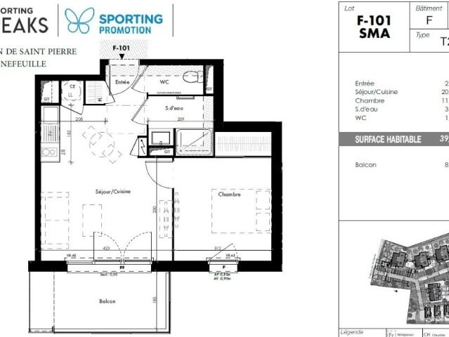 Appartement 2 pièces 39 m²