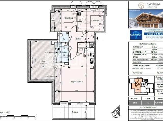 Appartement 2 pièces de 57m² + Terrasse, Cave, Garage 95m² Abondance