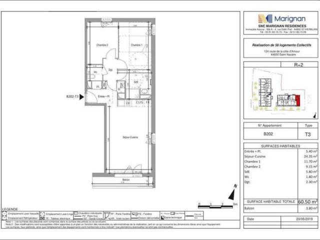 Appartement 3 pièces 44600 Saint Nazaire Réf: 3670