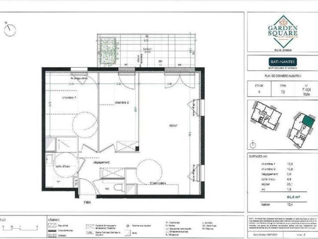 Appartement 3 pièces 44800 Saint Herblain Réf: 12132