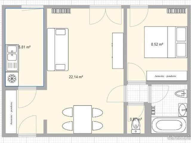 Appartement 3 pièces 45 m²