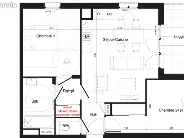 Appartement 3 pièces 53 m²