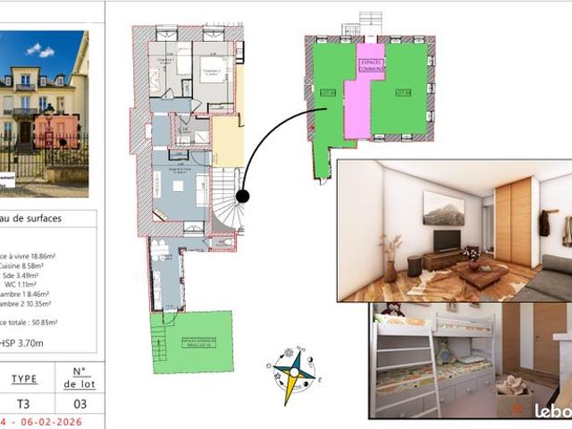 Appartement 3 pièces 50 m²
