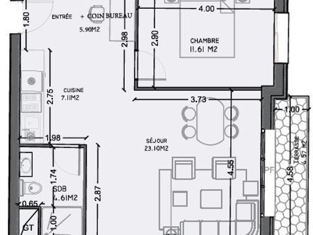 Appartement 3 pièces 52 m²
