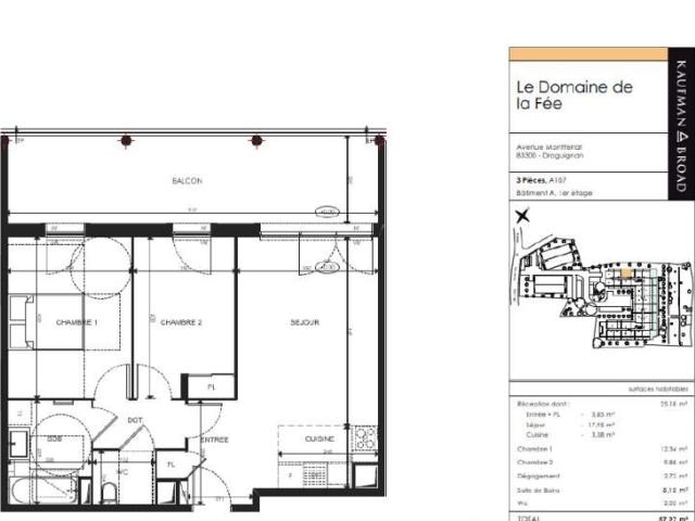 Appartement 3 pièces, 57 m² à louer à Draguignan 83300