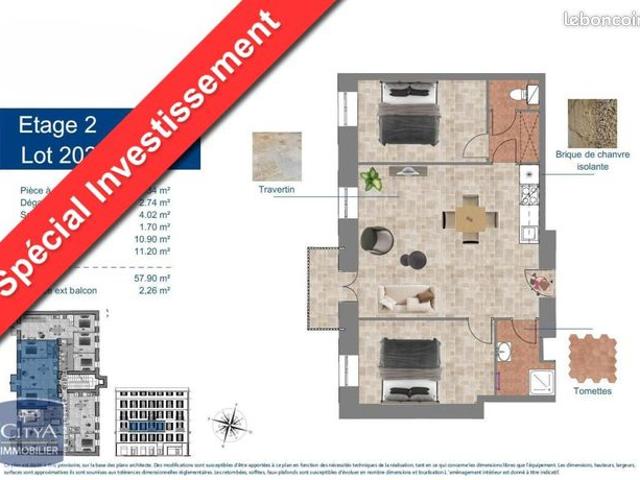 Appartement 3 pièces 57 m²