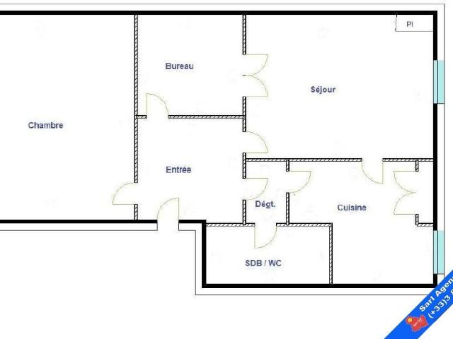 Appartement 3 pièces 57 m²