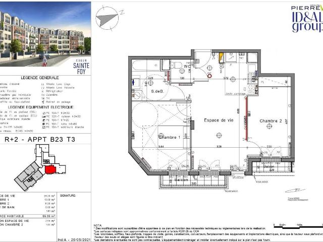 Appartement 3 pièces 55 m²