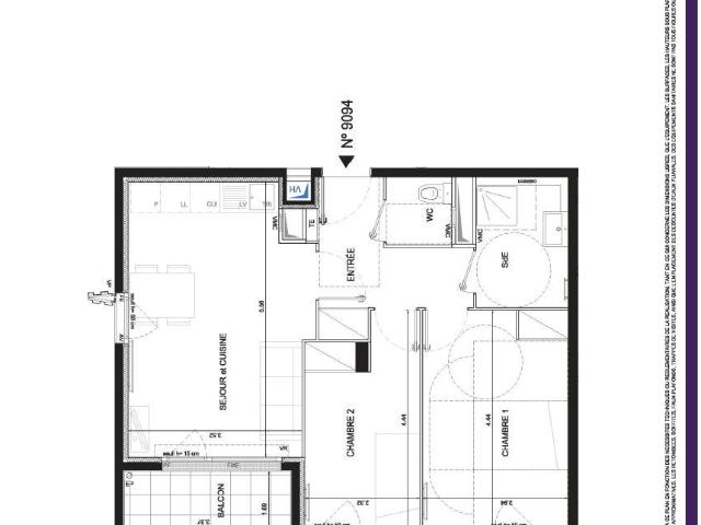 Appartement 3 pièces 55 m²