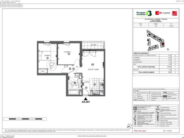 Appartement 3 pièces 55 m²