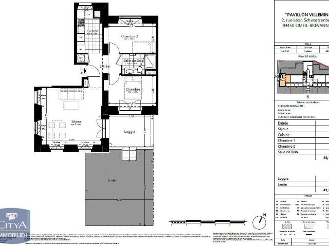 Appartement 3 pièces 56 m²