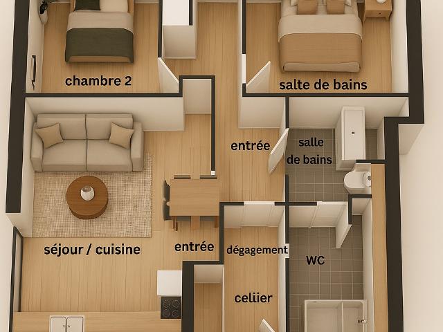 Appartement 3 pièces 56 m²