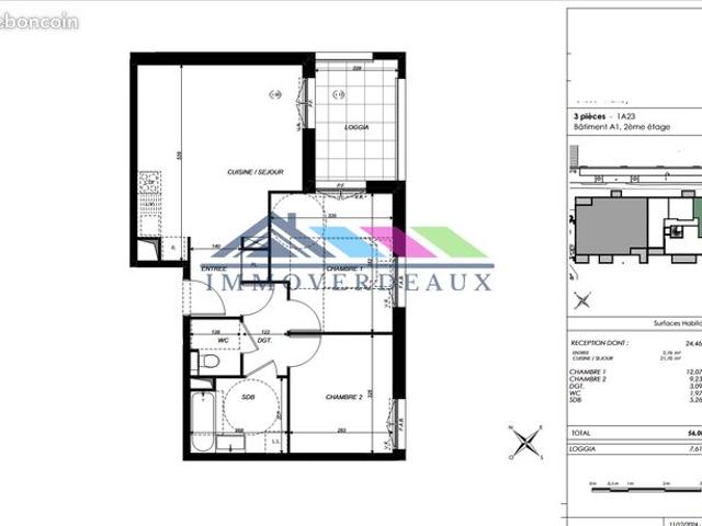 Appartement 3 pièces 56 m²