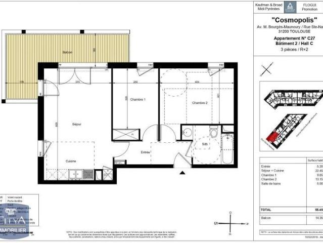 Appartement 3 pièces 56 m²