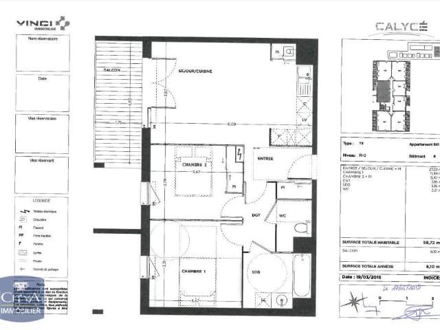 Appartement 3 pièces 58 m²