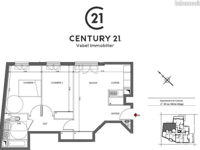 Appartement 3 pièces 58 m²