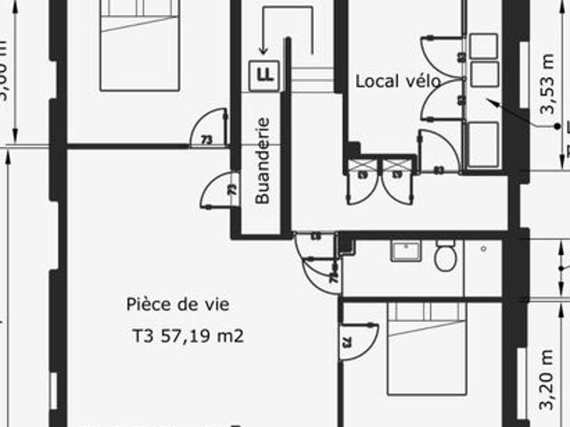 Appartement 3 pièces 58 m²
